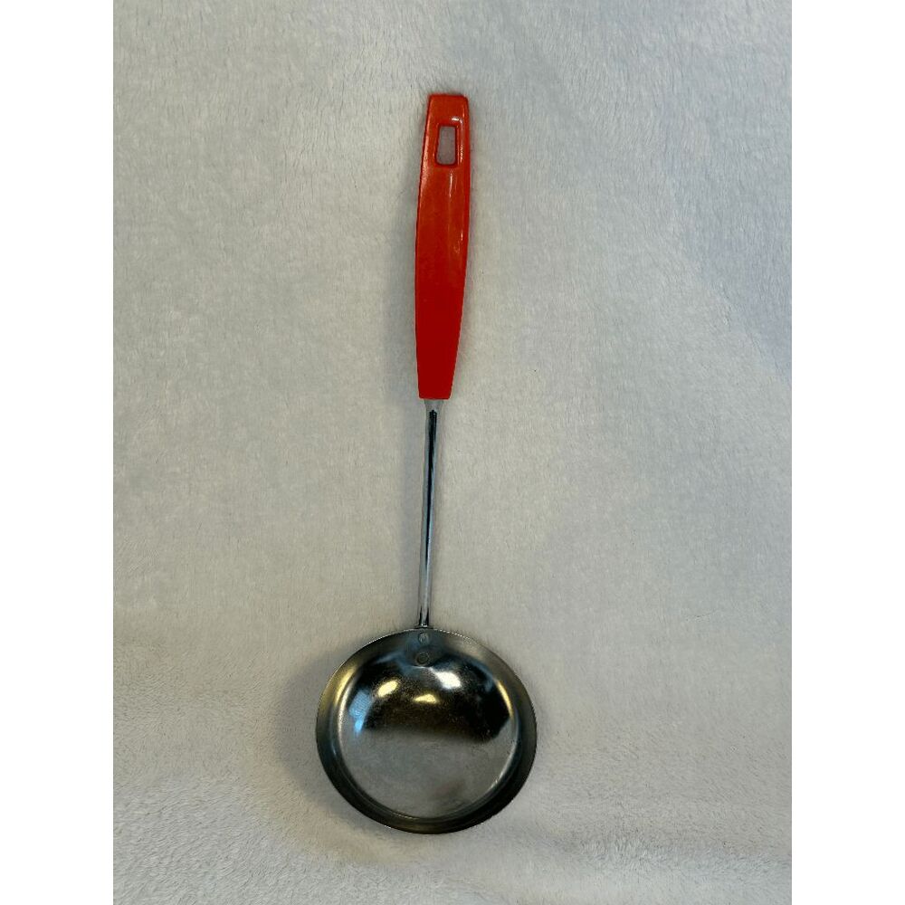 Vintage ECKO Red Handled Soup Ladle USA Made Chromium Plated